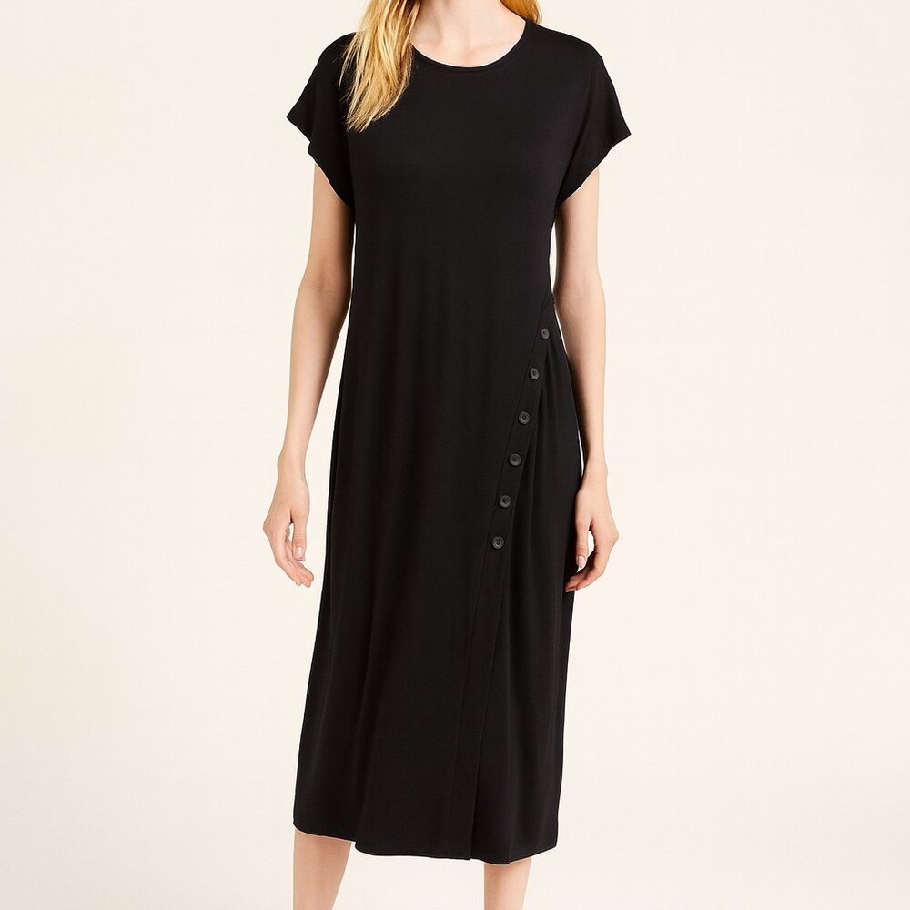 Kaia Short Sleeve Side Button Detail Midi Dress XLP